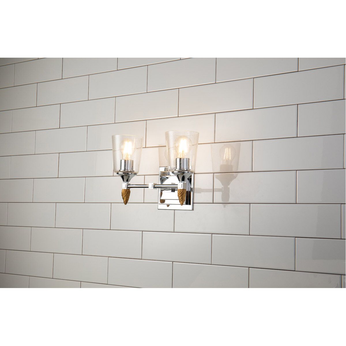 Vetiver 2 Light 14 inch PC Bath Light Wall Light in Polished Chrome with Gold